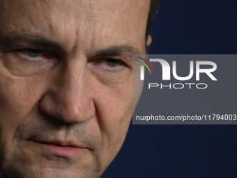 WARSAW, POLAND - NOVEMBER 19:   
Radoslaw Sikorski, Poland's Minister of Foreign Affairs, addresses a press briefing to present conclusions...