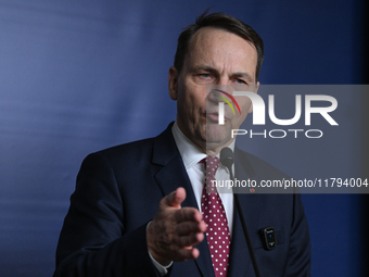 WARSAW, POLAND - NOVEMBER 19:   
Radoslaw Sikorski, Poland's Minister of Foreign Affairs, addresses a press briefing to present conclusions...