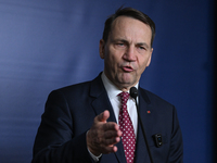 WARSAW, POLAND - NOVEMBER 19:   
Radoslaw Sikorski, Poland's Minister of Foreign Affairs, addresses a press briefing to present conclusions...