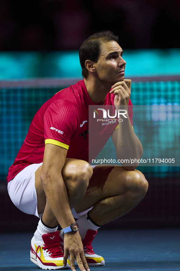 MALAGA, SPAIN - NOVEMBER 19: Rafa Nadal's farewell to professional tennis after being knocked out of the Quarter-Final of the Davis Cup Fina...