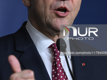 WARSAW, POLAND - NOVEMBER 19:   
Radoslaw Sikorski, Poland's Minister of Foreign Affairs, addresses a press briefing to present conclusions...