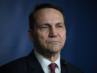 WARSAW, POLAND - NOVEMBER 19:   
Radoslaw Sikorski, Poland's Minister of Foreign Affairs, addresses a press briefing to present conclusions...