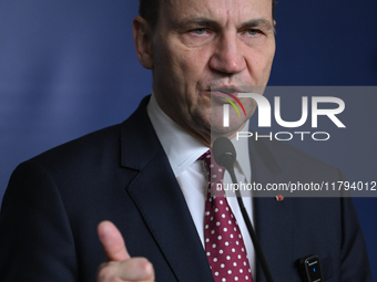 WARSAW, POLAND - NOVEMBER 19:   
Radoslaw Sikorski, Poland's Minister of Foreign Affairs, addresses a press briefing to present conclusions...