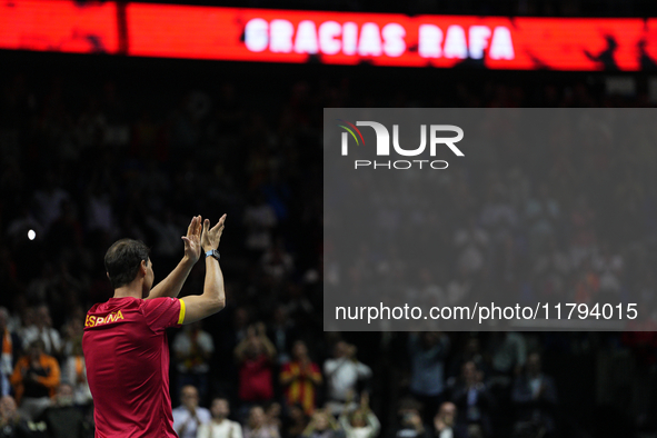 MALAGA, SPAIN - NOVEMBER 19: Rafa Nadal's farewell to professional tennis after being knocked out of the Quarter-Final of the Davis Cup Fina...