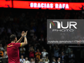 MALAGA, SPAIN - NOVEMBER 19: Rafa Nadal's farewell to professional tennis after being knocked out of the Quarter-Final of the Davis Cup Fina...