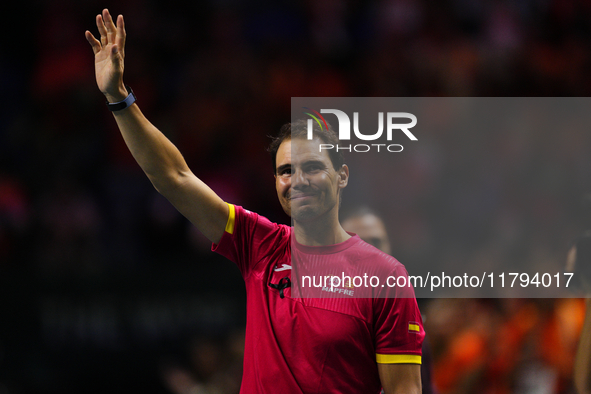 MALAGA, SPAIN - NOVEMBER 19: Rafa Nadal's farewell to professional tennis after being knocked out of the Quarter-Final of the Davis Cup Fina...