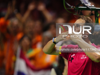 MALAGA, SPAIN - NOVEMBER 19: Rafa Nadal's farewell to professional tennis after being knocked out of the Quarter-Final of the Davis Cup Fina...