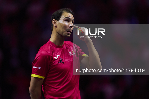 MALAGA, SPAIN - NOVEMBER 19: Rafa Nadal's farewell to professional tennis after being knocked out of the Quarter-Final of the Davis Cup Fina...