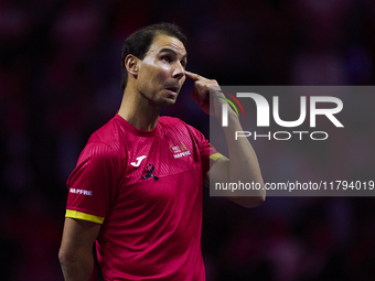 MALAGA, SPAIN - NOVEMBER 19: Rafa Nadal's farewell to professional tennis after being knocked out of the Quarter-Final of the Davis Cup Fina...