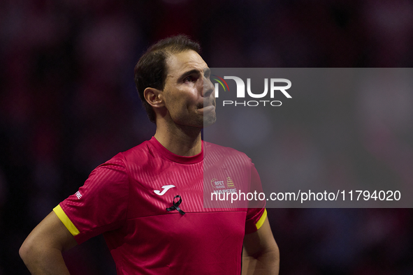 MALAGA, SPAIN - NOVEMBER 19: Rafa Nadal's farewell to professional tennis after being knocked out of the Quarter-Final of the Davis Cup Fina...