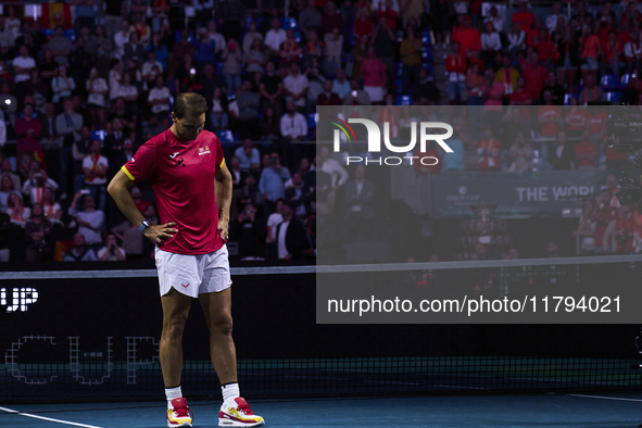 MALAGA, SPAIN - NOVEMBER 19: Rafa Nadal's farewell to professional tennis after being knocked out of the Quarter-Final of the Davis Cup Fina...