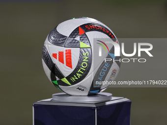 The official Adidas UEFA Nations League 24 Pro ball is present before the UEFA Nations League, League D, Group D2 soccer match between Malta...