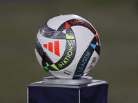 The official Adidas UEFA Nations League 24 Pro ball is present before the UEFA Nations League, League D, Group D2 soccer match between Malta...