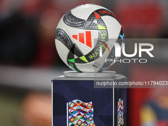 The official Adidas UEFA Nations League 24 Pro ball is present before the UEFA Nations League, League D, Group D2 soccer match between Malta...