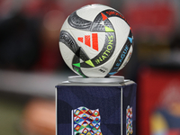 The official Adidas UEFA Nations League 24 Pro ball is present before the UEFA Nations League, League D, Group D2 soccer match between Malta...