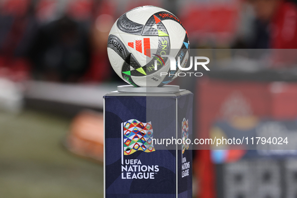 The official Adidas UEFA Nations League 24 Pro ball is present before the UEFA Nations League, League D, Group D2 soccer match between Malta...