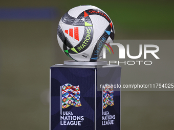 The official Adidas UEFA Nations League 24 Pro ball is present before the UEFA Nations League, League D, Group D2 soccer match between Malta...