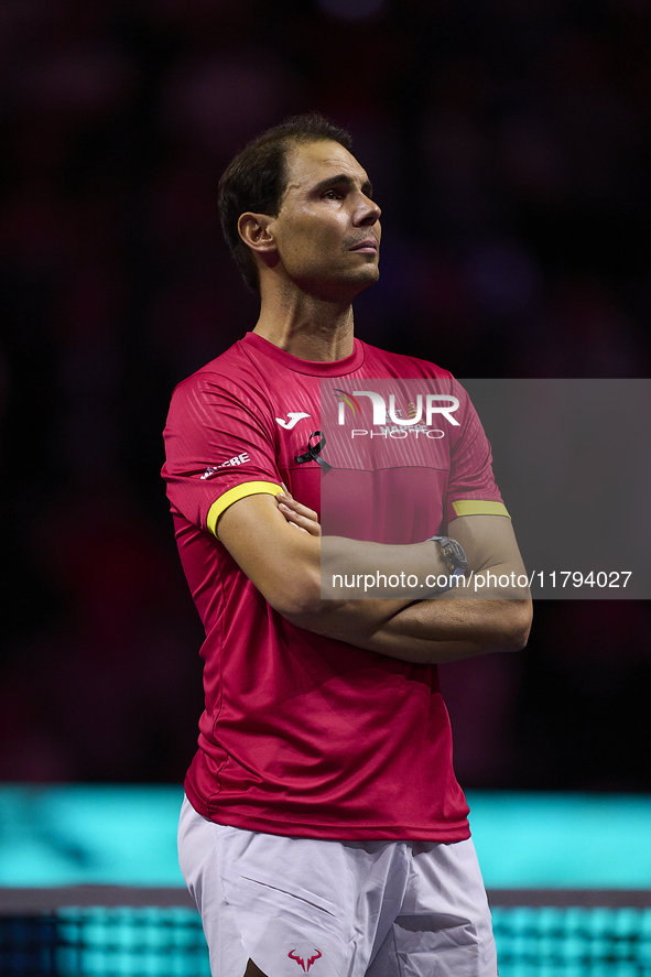 MALAGA, SPAIN - NOVEMBER 19: Rafa Nadal's farewell to professional tennis after being knocked out of the Quarter-Final of the Davis Cup Fina...