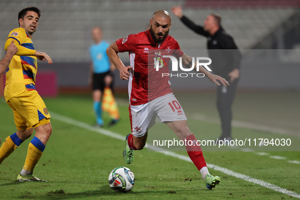 Teddy Teuma of Malta is in action during the UEFA Nations League, League D, Group D2 soccer match between Malta and Andorra at the National...