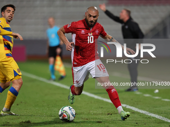 Teddy Teuma of Malta is in action during the UEFA Nations League, League D, Group D2 soccer match between Malta and Andorra at the National...