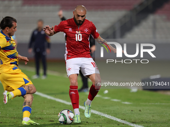 Teddy Teuma of Malta is in action during the UEFA Nations League, League D, Group D2 soccer match between Malta and Andorra at the National...