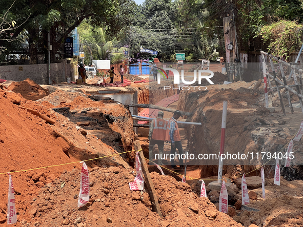 Construction takes place for the Smart City Project in Thycaud, Thiruvananthapuram (Trivandrum), Kerala, India, on April 09, 2024. 