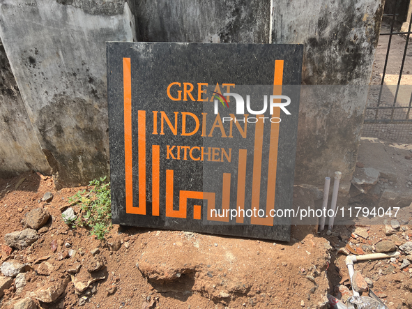 A sign for the Great Indian Kitchen is in Thycaud, Thiruvananthapuram (Trivandrum), Kerala, India, on April 09, 2024. 