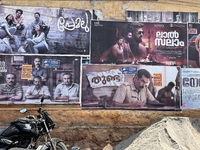 Malayalam film posters are in Thycaud, Thiruvananthapuram (Trivandrum), Kerala, India, on April 9, 2024. (