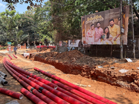 Construction takes place for the Smart City Project in Thycaud, Thiruvananthapuram (Trivandrum), Kerala, India, on April 09, 2024. (