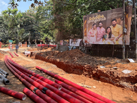 Construction takes place for the Smart City Project in Thycaud, Thiruvananthapuram (Trivandrum), Kerala, India, on April 09, 2024. (