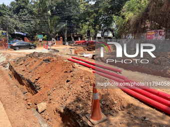 Construction takes place for the Smart City Project in Thycaud, Thiruvananthapuram (Trivandrum), Kerala, India, on April 09, 2024. (