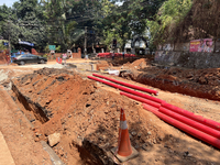 Construction takes place for the Smart City Project in Thycaud, Thiruvananthapuram (Trivandrum), Kerala, India, on April 09, 2024. (