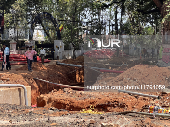 Construction takes place for the Smart City Project in Thycaud, Thiruvananthapuram (Trivandrum), Kerala, India, on April 09, 2024. 