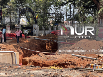 Construction takes place for the Smart City Project in Thycaud, Thiruvananthapuram (Trivandrum), Kerala, India, on April 09, 2024. (