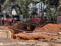 Construction takes place for the Smart City Project in Thycaud, Thiruvananthapuram (Trivandrum), Kerala, India, on April 09, 2024. (