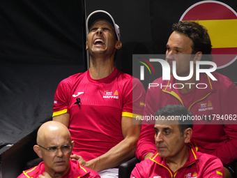 MALAGA, SPAIN - NOVEMBER 19: Rafa Nadal dejected after lossing the Quarter-Final tie between Netherlands and Spain during the Davis Cup Fina...