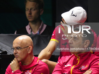 MALAGA, SPAIN - NOVEMBER 19: Rafa Nadal dejected after lossing the Quarter-Final tie between Netherlands and Spain during the Davis Cup Fina...