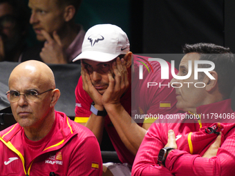 MALAGA, SPAIN - NOVEMBER 19: Rafa Nadal dejected after lossing the Quarter-Final tie between Netherlands and Spain during the Davis Cup Fina...