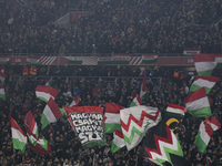 Hungarian fans and tricolor flags appear before the UEFA Nations League Group match at Puskas Arena in Budapest, Hungary, on November 19, 20...