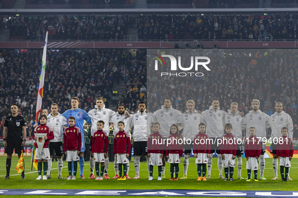 Team Germany stands before the UEFA Nations League Group match at Puskas Arena in Budapest, Hungary, on November 19, 2024. 