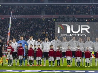 Team Germany stands before the UEFA Nations League Group match at Puskas Arena in Budapest, Hungary, on November 19, 2024. (