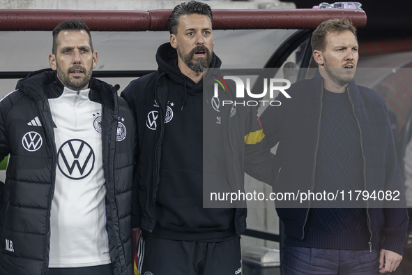 Julian Nagelsmann, the coach of the Germany team, and his colleagues are present before the UEFA Nations League Group match at Puskas Arena...