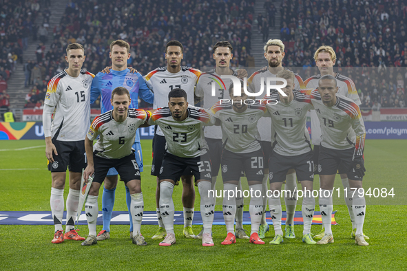 Team Germany stands before the UEFA Nations League Group match at Puskas Arena in Budapest, Hungary, on November 19, 2024. 