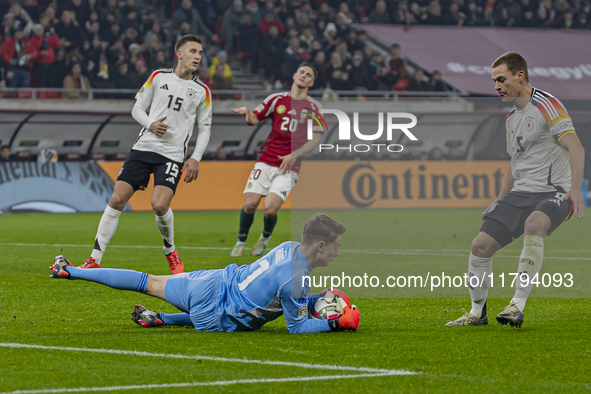 Goalkeeper of Germany, Karl Hein, saves during the UEFA Nations League Group match at Puskas Arena in Budapest, Hungary, on November 19, 202...