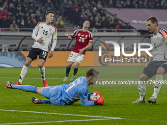 Goalkeeper of Germany, Karl Hein, saves during the UEFA Nations League Group match at Puskas Arena in Budapest, Hungary, on November 19, 202...