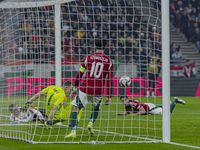 Goalkeeper of Hungary, Denes Dibusz, saves during the UEFA Nations League Group match at Puskas Arena in Budapest, Hungary, on November 19,...