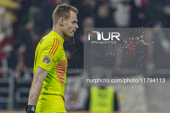 Goalkeeper of Hungary, Denes Dibusz, stands after the UEFA Nations League Group match at Puskas Arena in Budapest, Hungary, on November 19,...