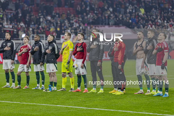 Team Hungary thanks the fans for cheering after the UEFA Nations League Group match at Puskas Arena in Budapest, Hungary, on November 19, 20...