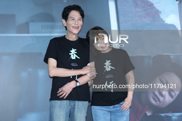 Actors Hsiang Hsi and Yang Kuei-Mei attend the premiere of the film ''A Journey in Spring'' at the Golden Horse Awards in Taipei, Taiwan pro...