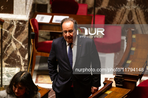 Francois Hollande, MP deputy of the Socialistes et Apparentes group, is seen during questions to the French government at the National Assem...